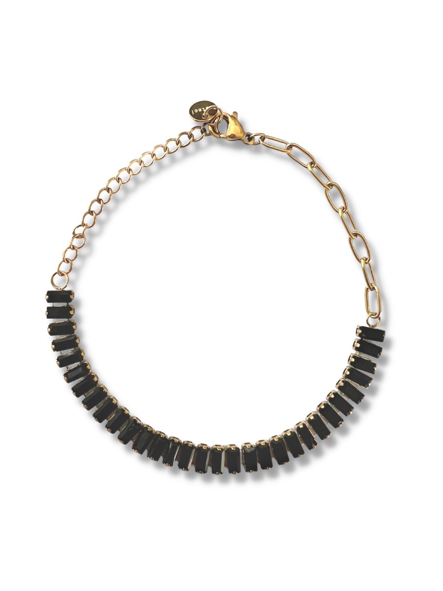 Zatthu Jewelry - N22FW561 - Jori stainless steel armband met zwarte zirkonia