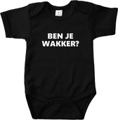 Ben je wakker? - Maat 56 - Romper zwart