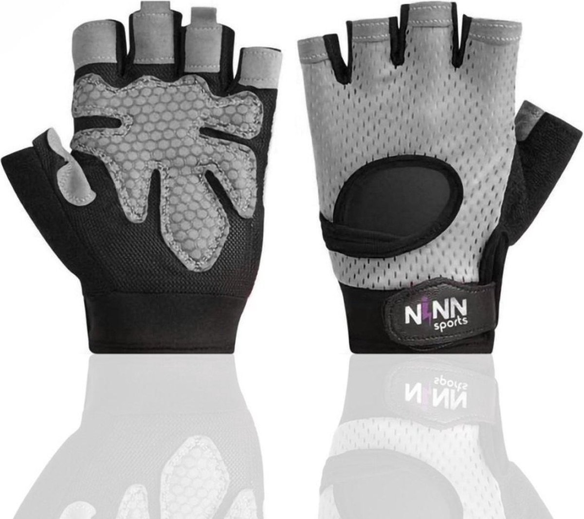 NINN Sports gloves M (Grijs) - fitness handschoenen - Sport handschoenen - Grip Gloves - Fitnesshandschoenen 3 varianten - NINN Sports