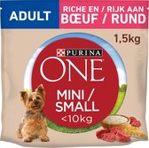 2x Purina One Adult Mini Small - Nourriture pour chien - Boeuf - 1,5 kg