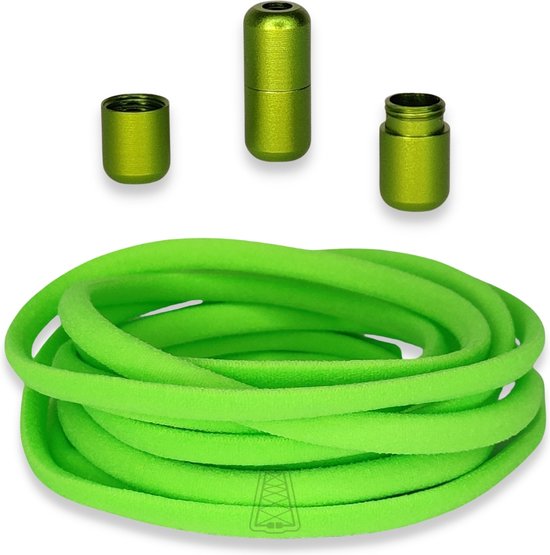 Agletless® Groen Ovale Elastische Veters Zonder Strikken 5mm - Luxe Draaicapsule Snelsluiting - 1 Paar - Kinderen & Volwassenen | One-Size-Fits-All