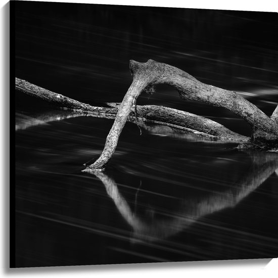 WallClassics - Canvas  - Smalle Takken (zwart/wit) - 100x100 cm Foto op Canvas Schilderij (Wanddecoratie op Canvas)