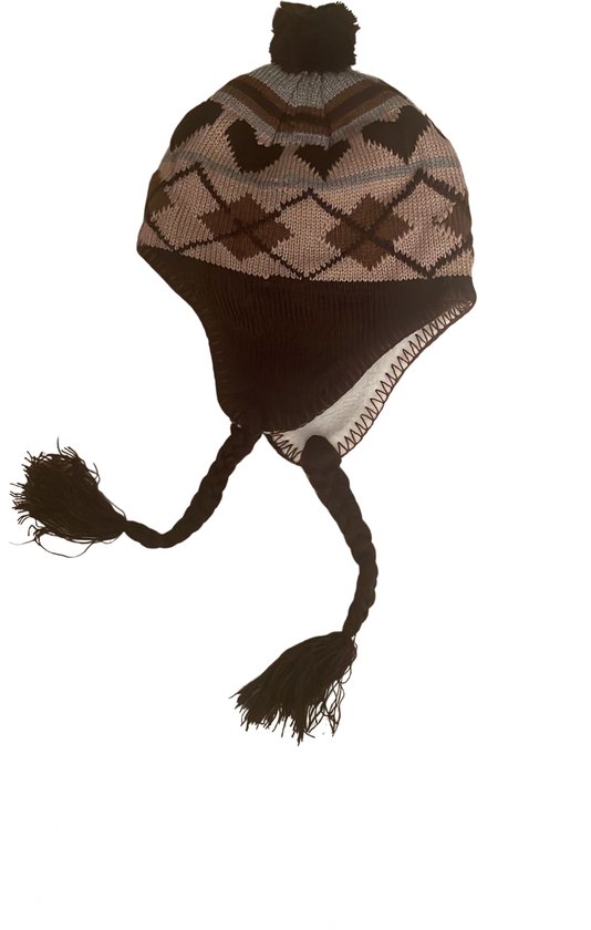 Bonnet / bonnet norvégien de haute qualité avec oreillettes - taille unique | Unisexe | Marron