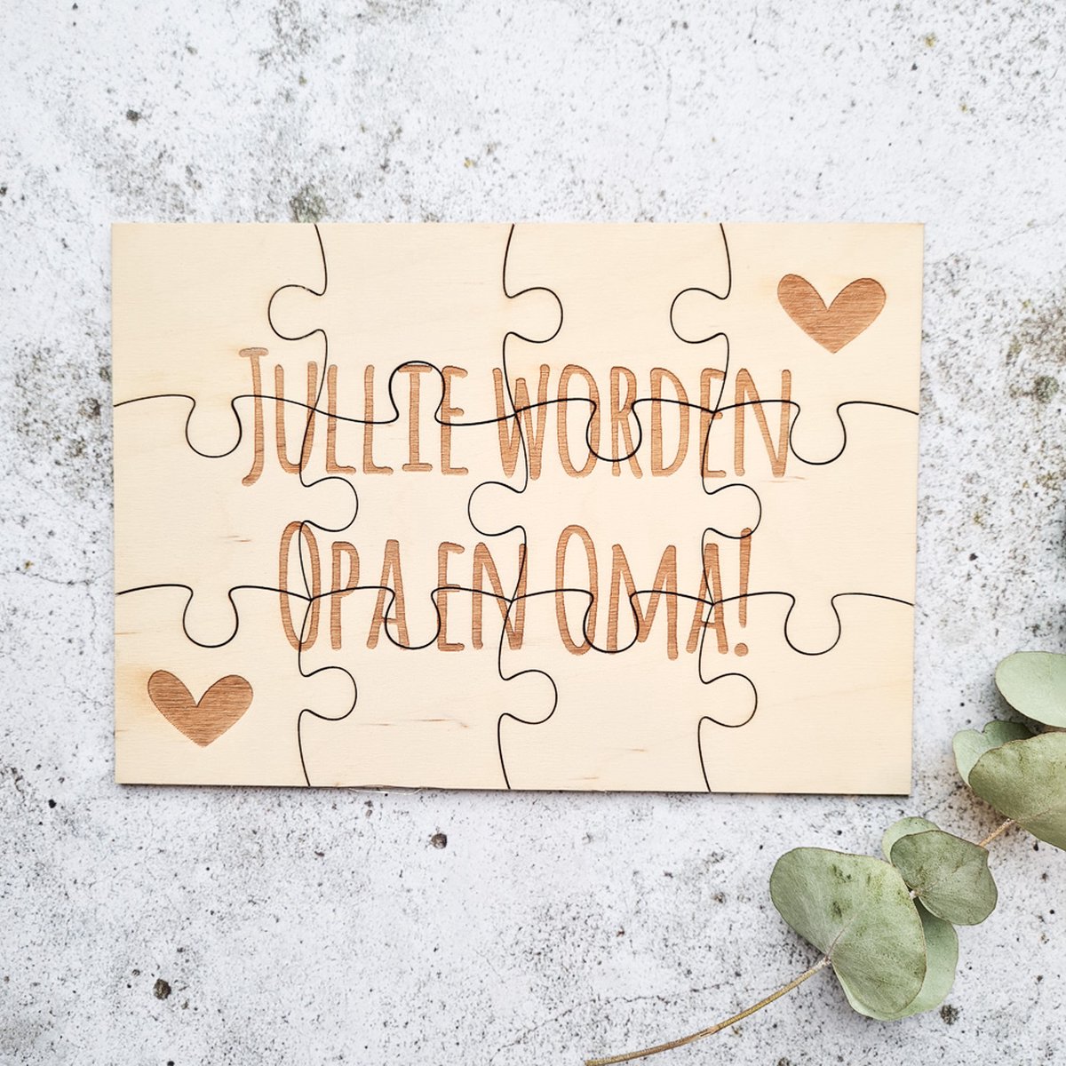 Houten puzzel A5 | Zwangerschapsaankondiging | Bekendmaking zwangerschap | Jullie worden opa en oma!