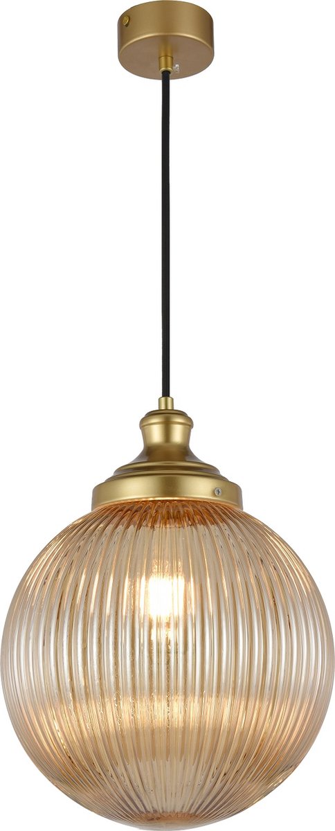 Hanglamp -E27 Fitting - Amber Glas - Diameter 250mm - max.60w