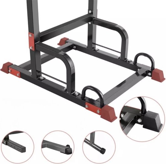 Fitnation Pull up Bar - Pull up Bar Station - Optrekstang - Met handleiding - Verstelbaar 72 cm tot 110 cm - Zilver/Rood
