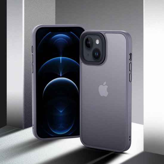 IYUPP Hoesje Geschikt voor iPhone 7 / 8 / SE 2020 / SE 2022 Hoesje - Shockproof Back Cover - Grijs Wit Transparant