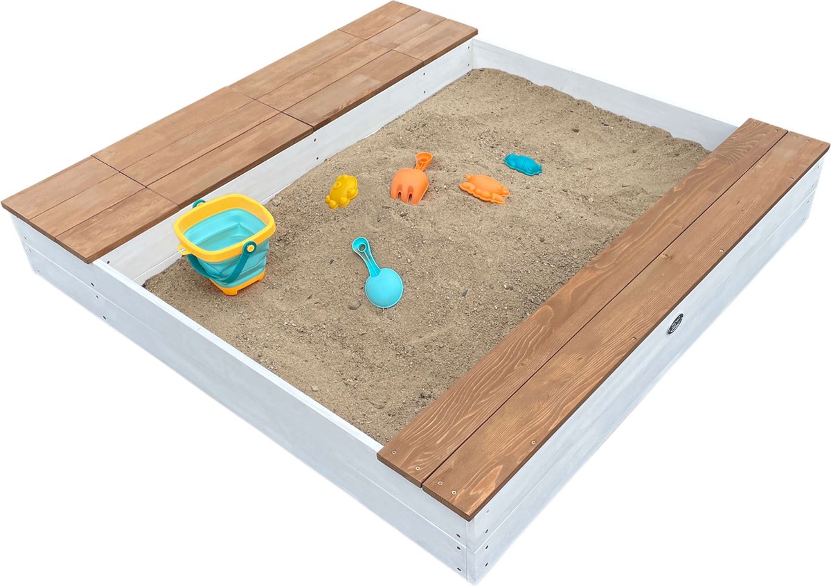 AXI Evy Zandbak met waterbakken en opbergruimte Wit/bruin - Inclusief accessoireset — afbeelding 13