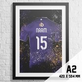 Anderlecht Poster Voetbal Shirt Format A1 594 x 841 mm - Poster Football Club Anderlecht - Avec eigen et naam