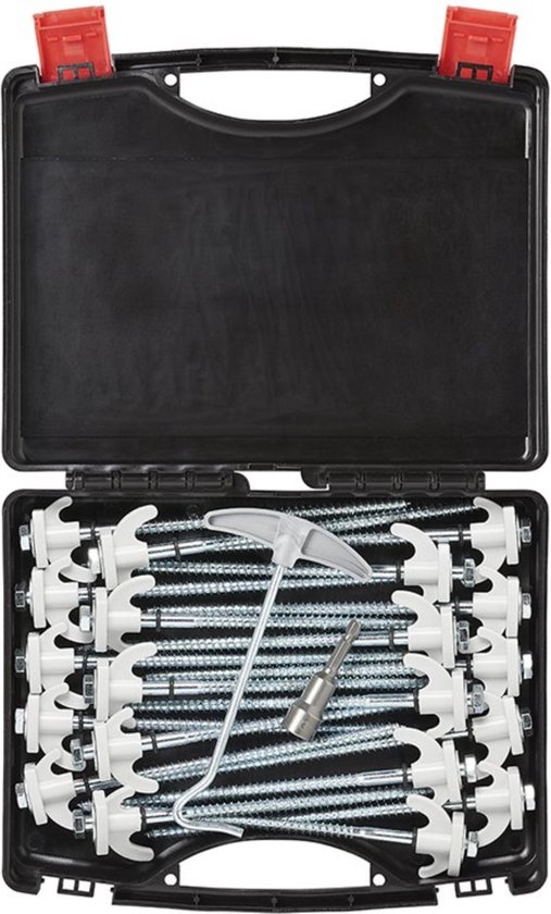 ProPlus Schroefbare tentharingen set - metaal - 20 cm - 20 stuks met adapter en haringtrekker van ProPlus — afbeelding 5