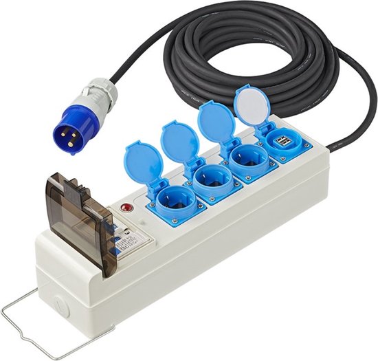 Multiprise 3 prises avec 2 connections RJ45 - câble secteur 3 m