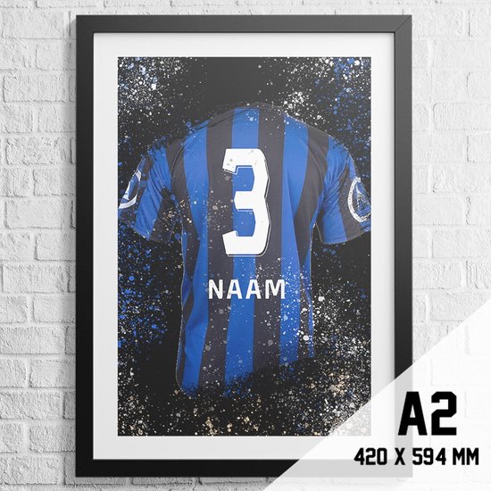 Club Brugge Poster Voetbal Shirt A2+ Formaat 43,2 x 61 cm - Affiche Voetbalclub Club Brugge - Posters met eigen naam en nummer - Voetbal Cadeau