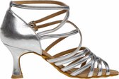 Chaussures de danse Diamant pour femme 108-077-013 - Chaussures de mariée - Chaussures de danse Latin - Cuir Argent - Chaussures de mariage pour femme - Semelle en daim - Taille 38,5
