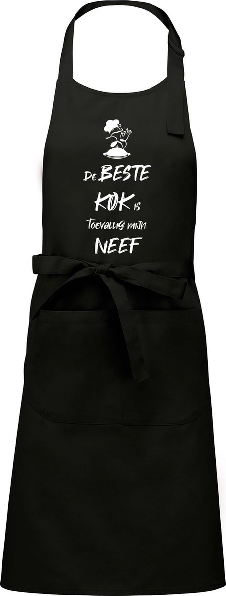 Mijncadeautje - Schort - De beste kok is toevallig mijn - NEEF - Mooie - grappige - leuke Keukenschort - Zwart