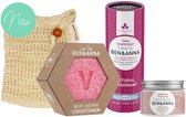 BEN&ANNA - 4 Pak Roze - Deodorant Pink Grapefruit 40gr - Love Soap Very Berry - Daily Hand crème - zeepzakje