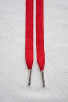 Schoenveters plat - rood - 120cm - zilveren nestels