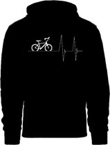 Grappige hoodie - trui met capuchon - hartslag - heartbeat - fiets - fietsen - wielrennen - mountainbike - fietssport - sport - maat XXL