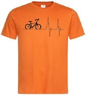 Grappig T-shirt - hartslag - heartbeat - fiets - fietsen - wielrennen - mountainbike - fietssport - sport - maat XL