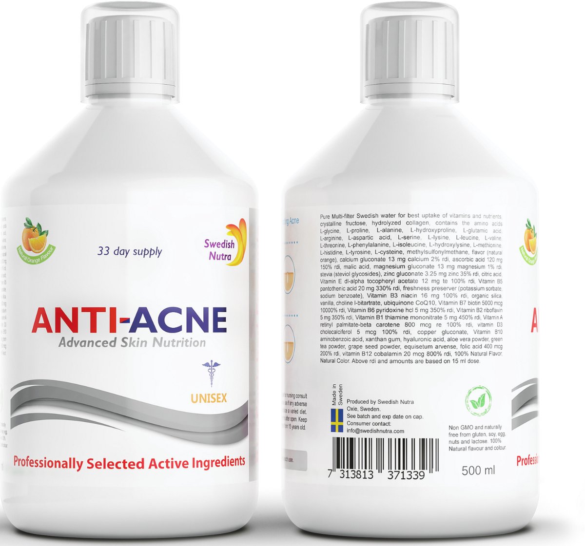 Goedkoopste Swedish Nutra | Anti-Acne Advanced Skin Nutrition| natuurlijke ontstekingsremmers| rijke vitamines, mineralen, eiwitten en kruiden