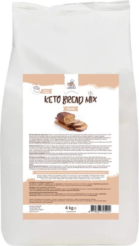Lowcarbchef - Keto Broodmix - 4kg - 10 broden - Koolhydraatarm brood - Keto brood