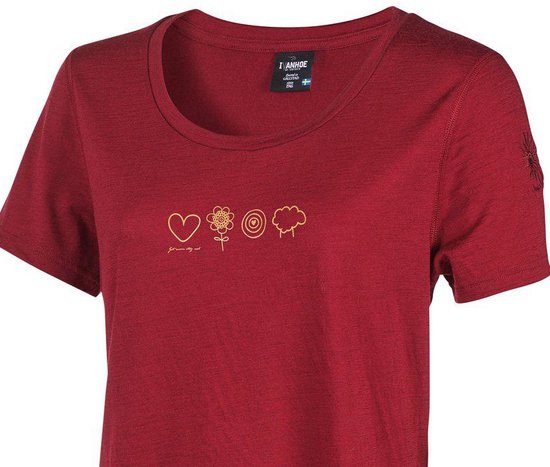 Ivanhoe t-shirt Meja Symbols voor dames - 100% merino wol - Rood | bol.com