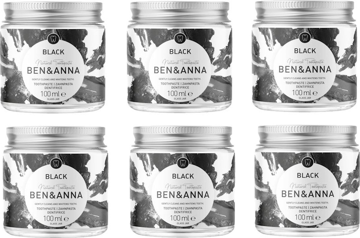 BEN&ANNA - Black charcoal tandpasta - 6 Pak