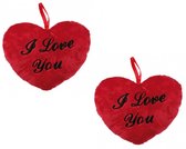 15x pièces de coussins en peluche I Love You coeurs 10 cm - Articles de décoration pour la Saint-Valentin