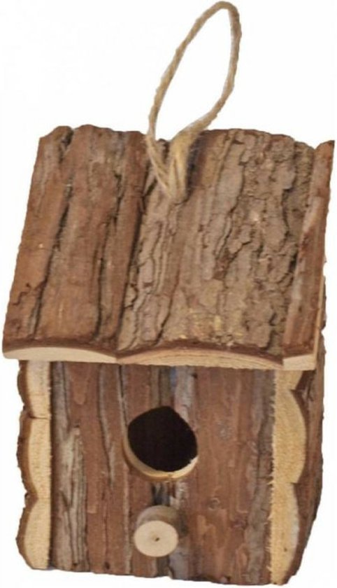 1x Ecloserie / nichoir carré avec toit en pente naturel 9 x 11 x 16 cm - décoration de jardin - animaux de jardin - nichoirs