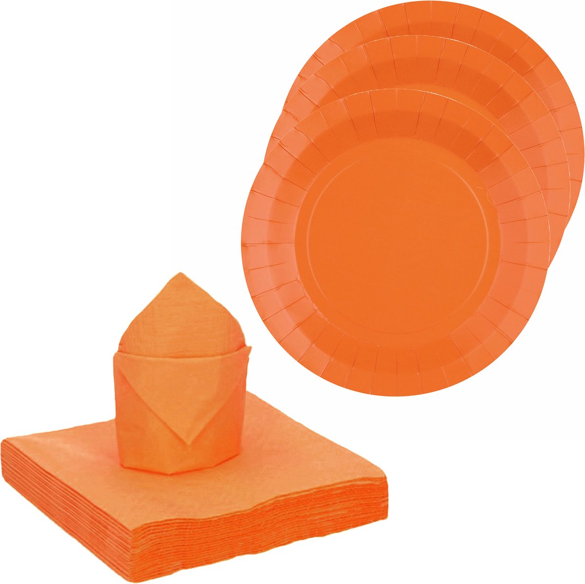 Santex feest/verjaardag servies set - 10x gebaksbordjes/20x servetten - oranje - karton