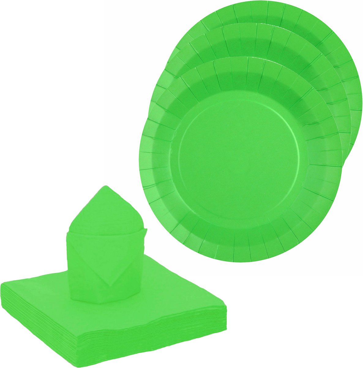 Santex feest/verjaardag servies set - 10x bordjes/25x servetten - felgroen - karton