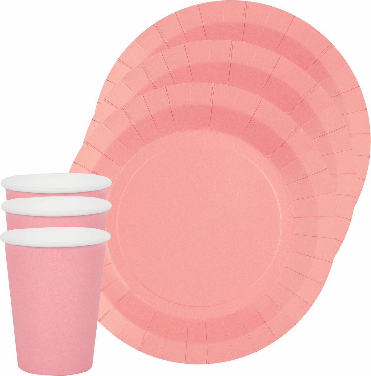 Santex feest/verjaardag servies set - 20x bordjes en bekertjes - roze - karton