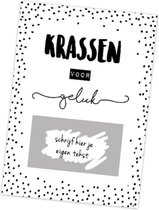 Krassen voor Geluk - DIY kraskaart - Inclusief Kraft envelop - Wensen - zwart wit