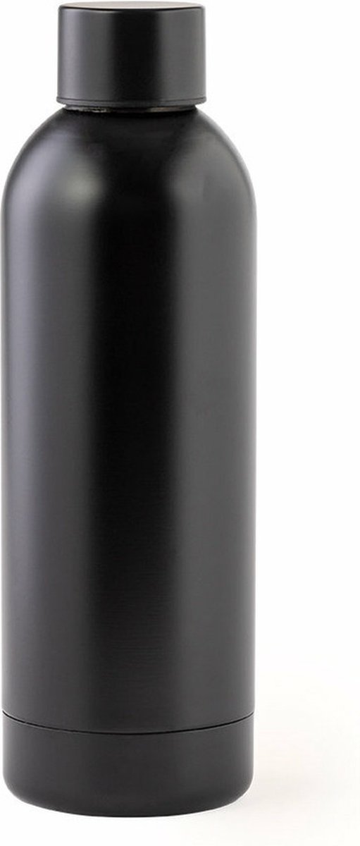 Thermosfles/isoleerkan - RVS - 800 ml - mat zwart - warme en koude dranken
