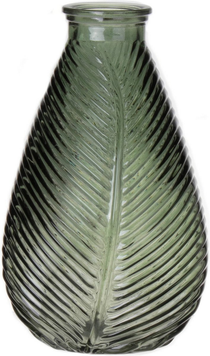 Bellatio Design Bloemenvaas - groen transparant glas - 14 x 23 cm - vaas