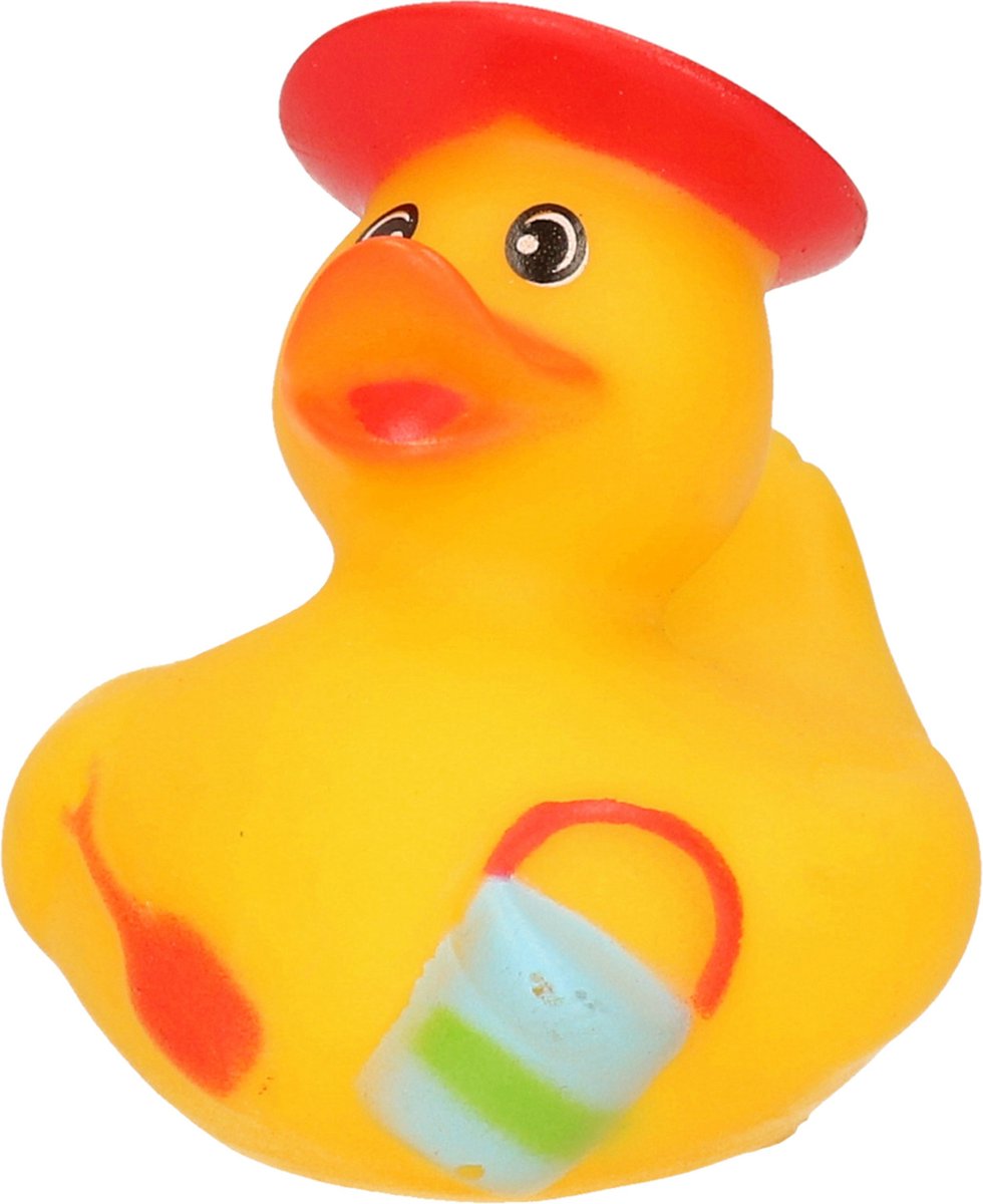 Badeendje strand thema - met schepje en emmertje - 5 cm - rubber