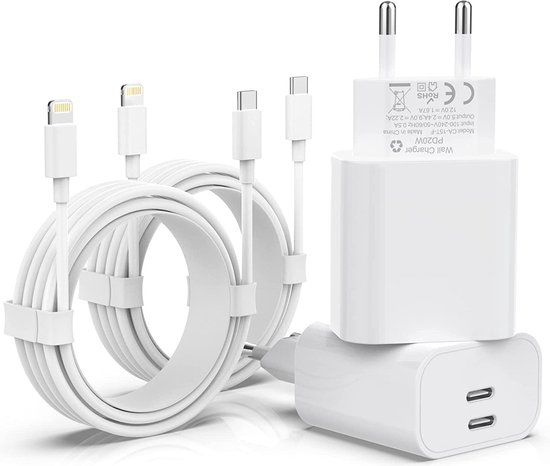 Chargeur Rapide 20W + Cable USB-C Lightning pour iPhone 14 / 14 PLUS / 14  PRO / 14