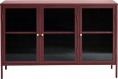 Dressoir Metaal Rood - 132cm - 3-Deurs - Soft Closing - Kast Bronco - Giga Living