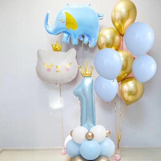 Ballons - Vert - Goud - Imprimé Animaux - 1 an - Bébé - Premier anniversaire  - Animaux