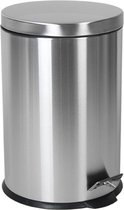 RVS prullenbak/pedaalemmer met 20 liter inhoud - badkamer/toilet/keuken - Zilver - Formaat 45 x 31 cm