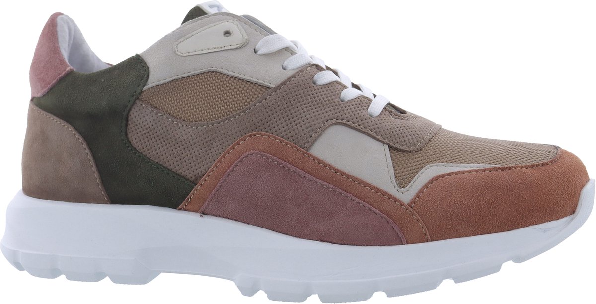 Muoviti - Anne - Sneaker - Beige Combi - Suede Mesh - Wijdtemaat - G - Schoenmaat - 42