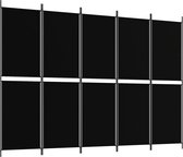 vidaXL Paravent à 5 panneaux 250 x 180 cm Noir Tissu