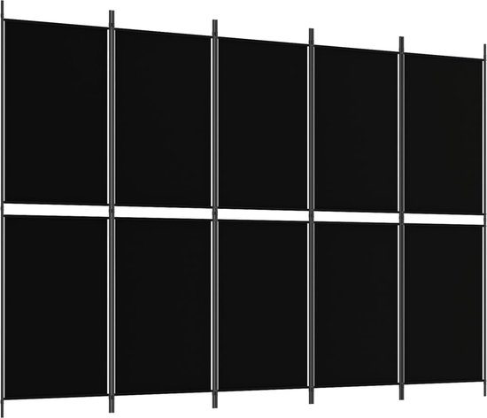 vidaXL - Kamerscherm - met - 5 - panelen - 250x180 - cm - stof - zwart