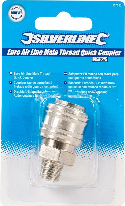 Coupleur rapide européen à filetage mâle pour tuyau à air comprimé - 1/4  BSP, Petit prix