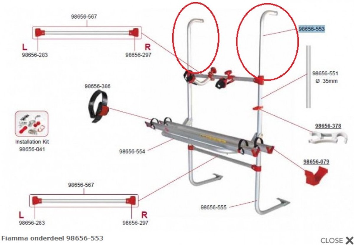 Fiamma Bovenarm fietsenrek universeel 98656-553