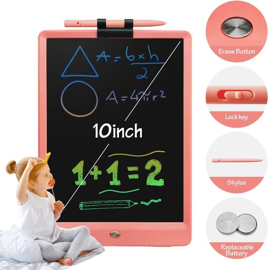 Thumbnail van een extra afbeelding van het spel LCD Schrijfbord, 10 Inch, Kleurrijk Scherm Kleurbord, Schrijftablet, Kerstcadeaus voor Kinderen, Doodle Board, Speelgoed(Roze)