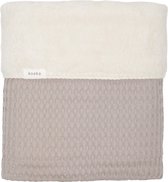 Couverture Koeka Oslo pour lit bébé - tissu gaufré avec peluche - taupe