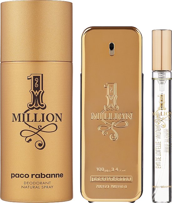 Paco Rabanne 1 million coffret cadeau 100ml EDT + 150ml déodorant spray +  10ml EDT | bol