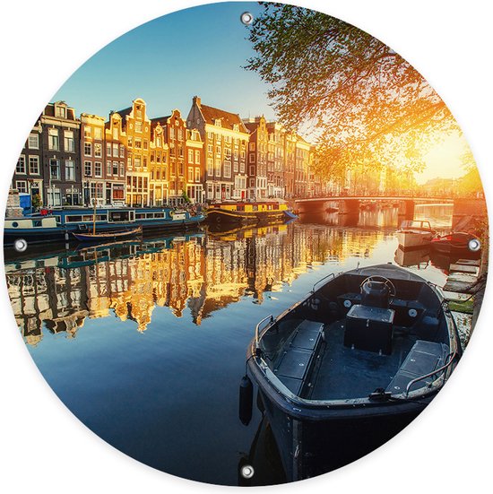 Ronde Tuinposter Amsterdamse Zonsondergang