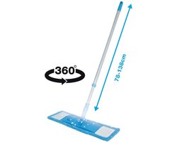 Benson Vloerwisser microvezel - met steel - verstelbaar - vloertrekker - blauw - schoonmaken - dweilen