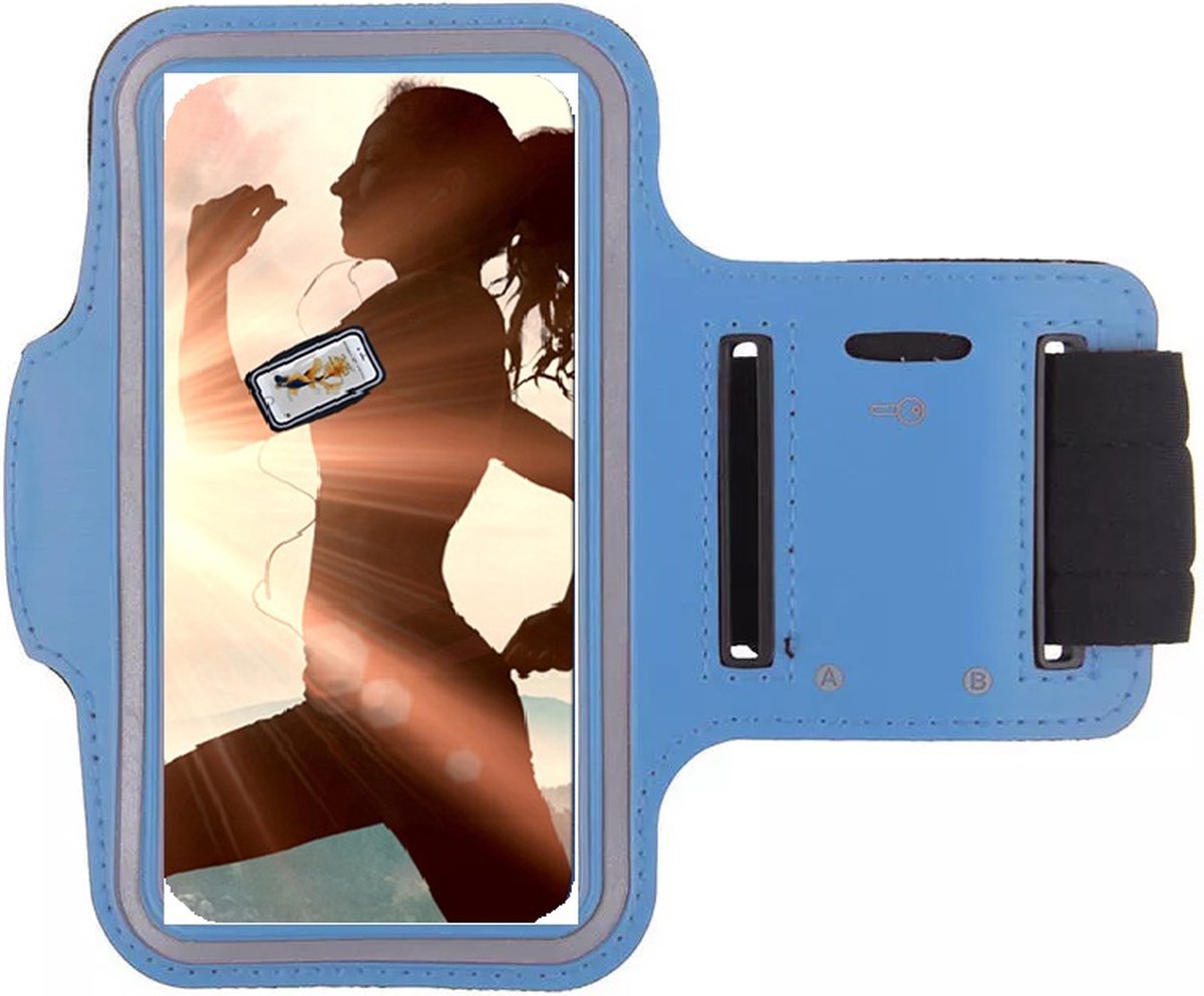 Sportarmband - Geschikt voor Samsung Galaxy A54/ A34 hoesje - Sportband - Hardloop armband telefoon - Sport armband - Hardloop telefoonhouder - Turquoise